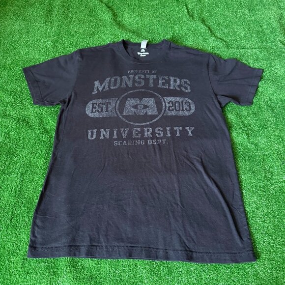 Disney Pixar Monster University Logo Short Sleeve Crewneck Black T-Shirt Size M - Picture 1 of 13